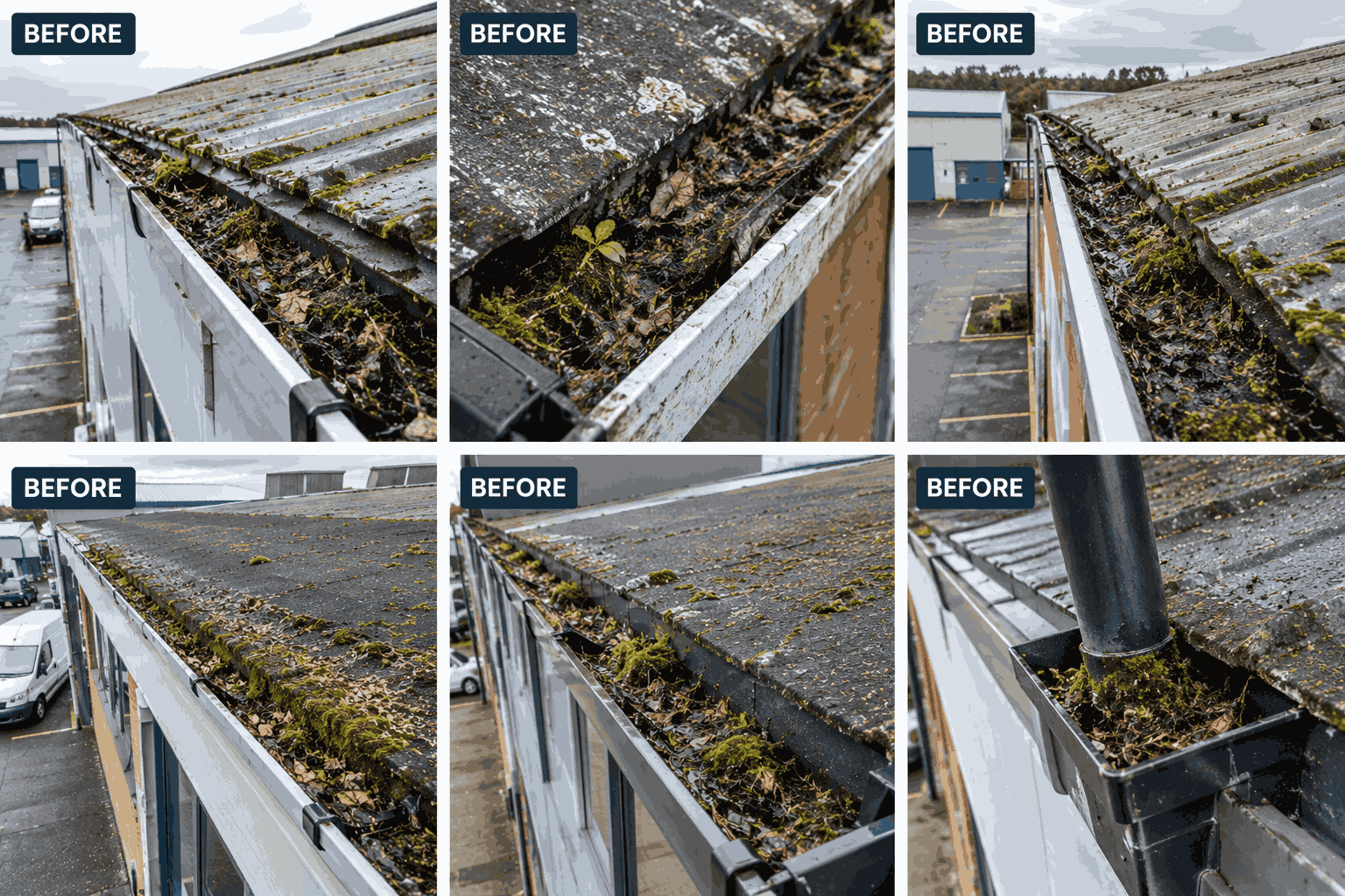 Commercial gutter cleaning on school and office buildings in Birmingham