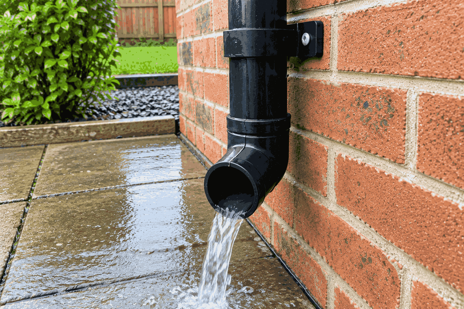 Unblocked downpipe with free flow verified by camera inspection