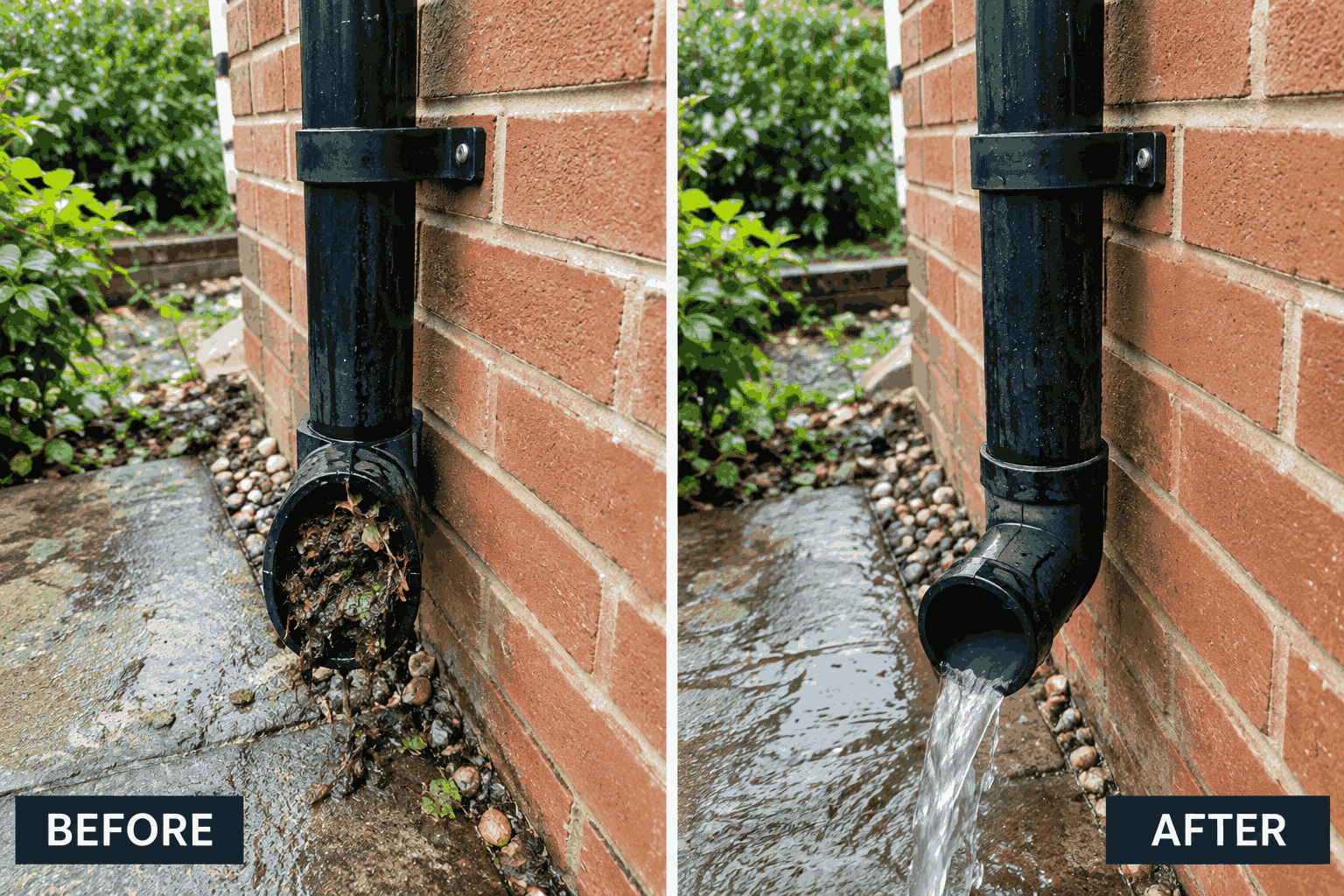 Downpipe unblocking service in Birmingham with high-reach inspection camera