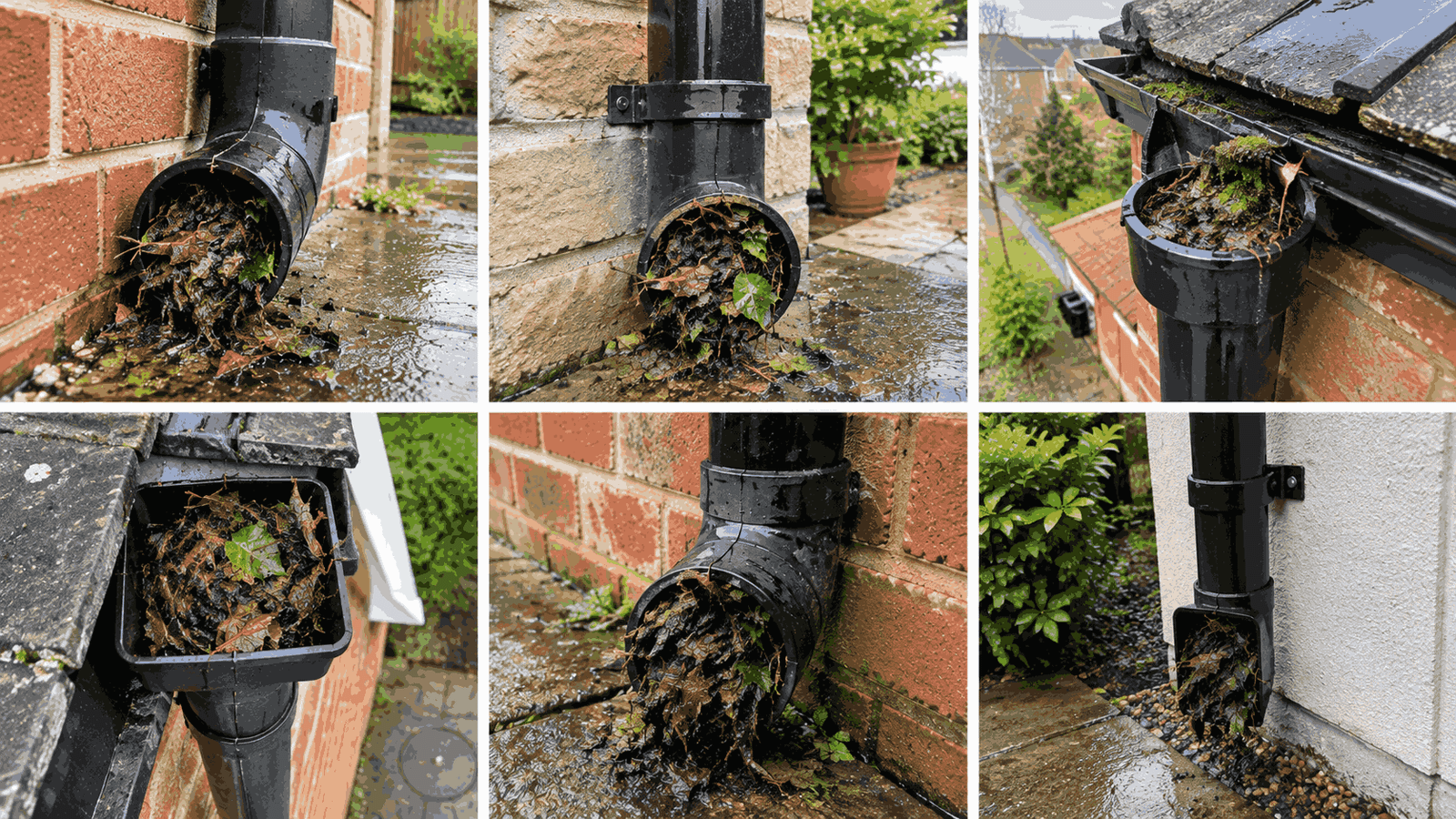 Engineers inspecting rainwater downpipe with high-reach equipment